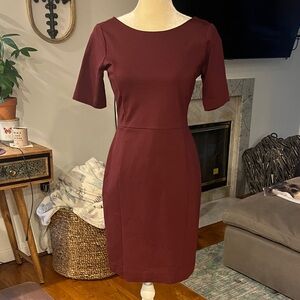 Ann Taylor Rich Burgundy 1/2 Sleeve Dress